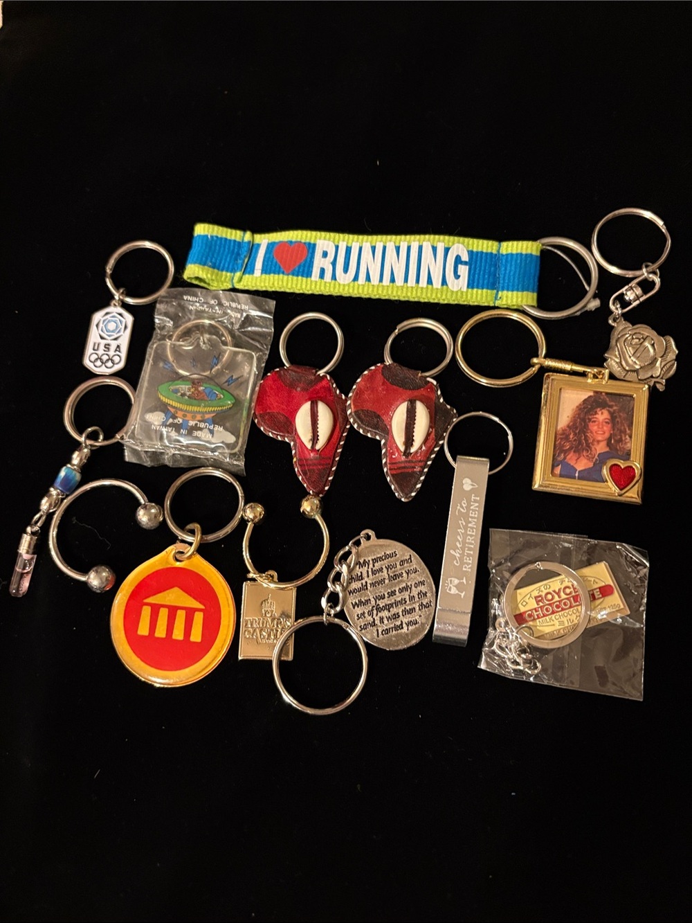 Keychain Lot with Blue/Green I ❤ RUNNING Wristlet 14